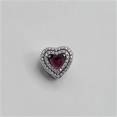 Pandora S925 ALE Sterling Silver Red Sparkling Levelled Heart Charm 799218C02